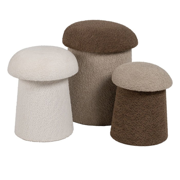 Ixia Pack de 2 Pufs Beige-marrón Tejido 40 x 40 x 48 cm