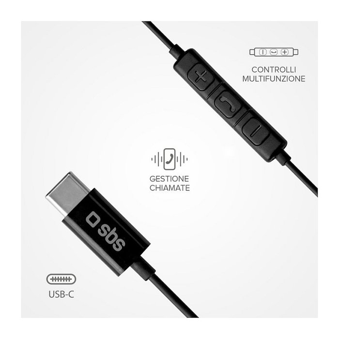sbs Studio Mix 100C Auriculares USB-C Negro
