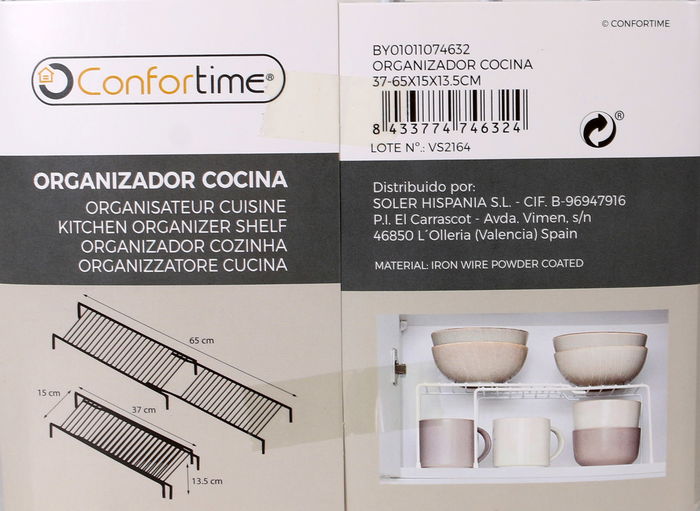 Confortime Organizador Cocina 37-65 x 15 x 13.5 cm (12 Unidades)