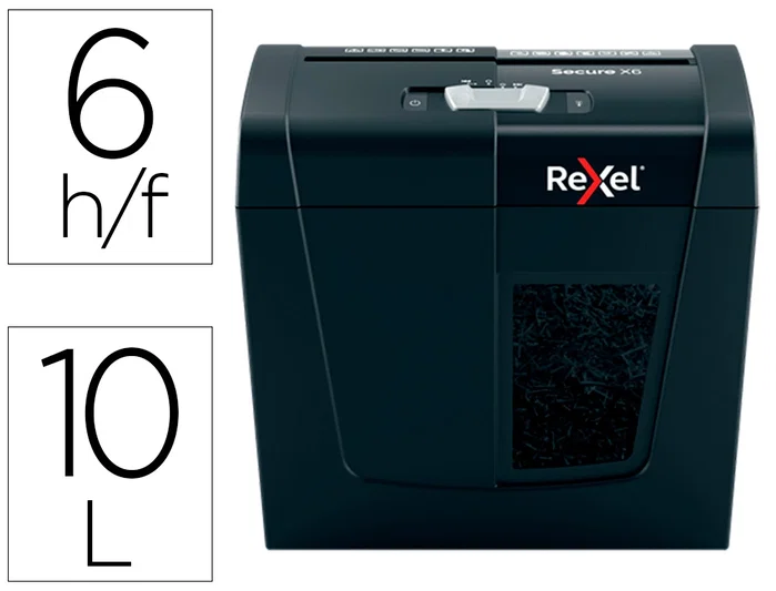 Rexel Secure X6 Destructora de Papel Corte Cruzado Negro