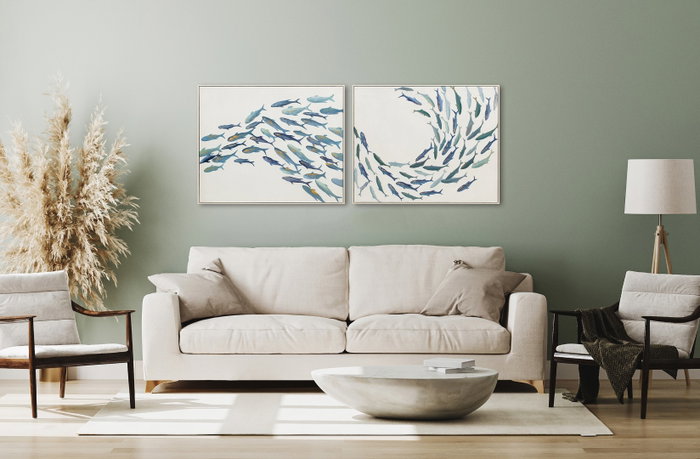 DKD Home Decor Cuadro Atlántico Azul con Motivo de Peces - Lienzo, 102 x 82 cm (2 Unidades) DKD Home Decor Cuadro Atlántico Azul con Motivo de Peces - Lienzo, 102 x 82 cm (2 Unidades)