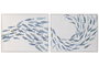 DKD Home Decor Cuadro Atlántico Azul con Motivo de Peces - Lienzo, 102 x 82 cm (2 Unidades)