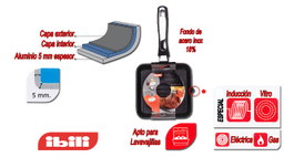 IBILI Sartén Grill Induplus 18x18 cm Aluminio 5mm