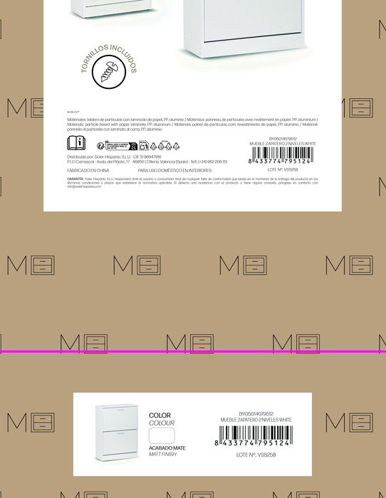 Inde Mueble Zapatero 2 Niveles Color Blanco