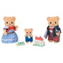 Sylvanian Families Familia Oso Biscuit 5851 - Set con 3 Figuras y Accesorios (2 Adultos, 1 Bebé) para la Aldea Sylvanian