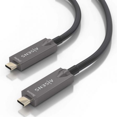 Aisens Cable USB 3.1 Tipo-C AOC A157-0883 Macho - Macho, Hasta 60W, 10Gbps, 15m, Negro