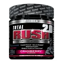 Weider Total Rush 2.0 Cranberry 375Gr. Fórmula que potencia el entrenamiento y la congestión muscular. Baja en carbohidratos.