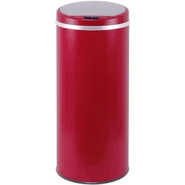 Kitchen Move Cubo de Basura Automático 42 Litros Acero Inoxidable con Borde Rojo Mate BAT42LIREDSS