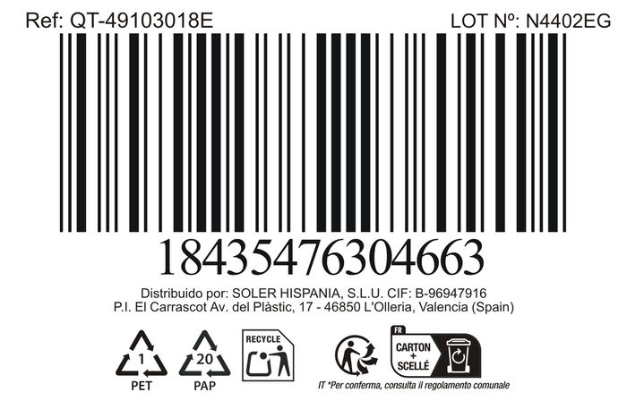 Inde Cacerola 18 cm (2.8 L) Acero Inoxidable con Tapa "Hermes" Qt (6 Unidades)