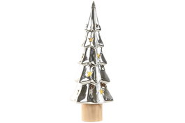 DKD Home Decor Figura Navidad Moderna Plateado Natural Dolomita LED 9 x 26.5 x 10 cm (4 Unidades)