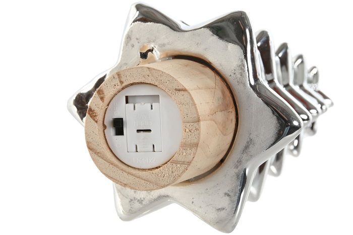 DKD Home Decor Figura Navidad Moderna Plateado Natural Dolomita LED 9 x 26.5 x 10 cm (4 Unidades)