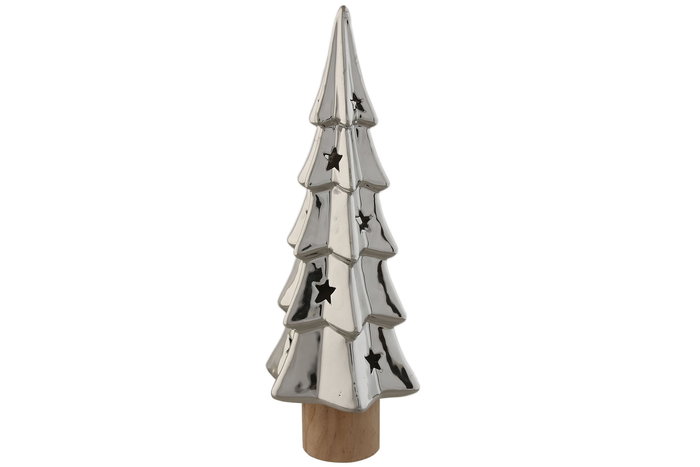 DKD Home Decor Figura Navidad Moderna Plateado Natural Dolomita LED 9 x 26.5 x 10 cm (4 Unidades)