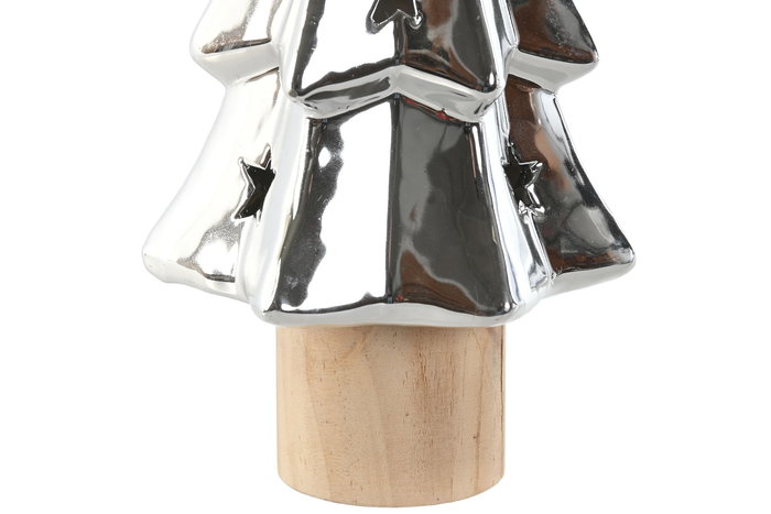 DKD Home Decor Figura Navidad Moderna Plateado Natural Dolomita LED 9 x 26.5 x 10 cm (4 Unidades)