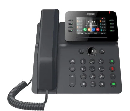 Fanvil V64 Teléfono IP Negro con Pantalla LCD 3.5" - 12 Líneas, WiFi, Bluetooth, PoE, Gigabit Ethernet, Montaje Escritorio/Pared