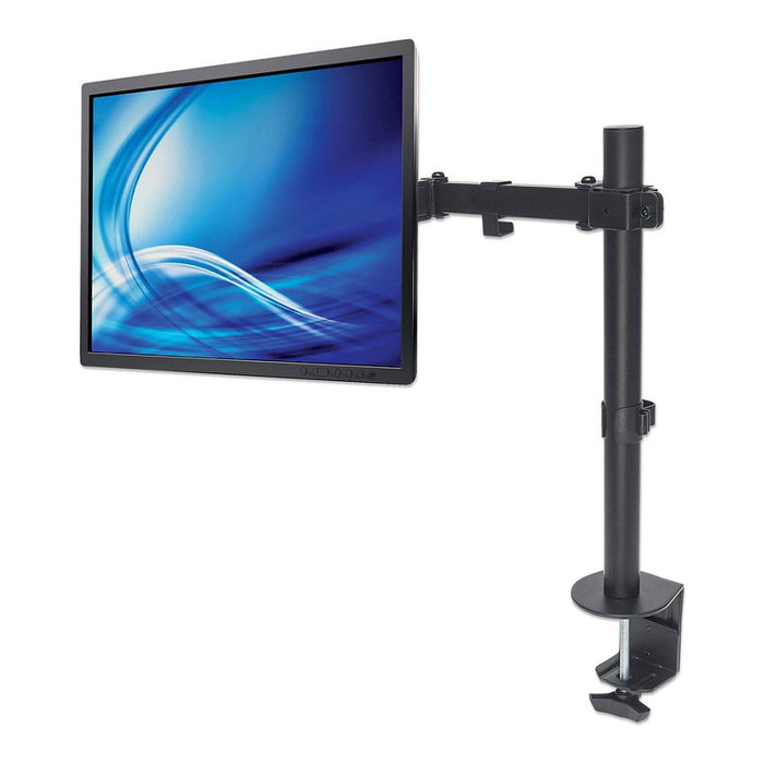 MANHATTAN Soporte de Monitor Articulado para Escritorio, Pantallas 13-32" hasta 8kg, 360° Giro, Inclinación ±45°, VESA 75/100, Negro