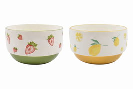 DKD Home Decor Ensaladera de Porcelana Frutas 24 Surtida