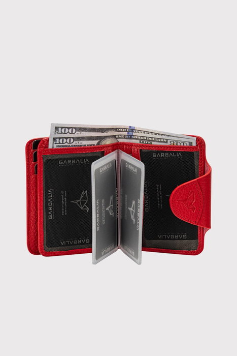 Zoozie Bags Tarjetero de Piel Genuina Rojo 8.5x2x11 cm