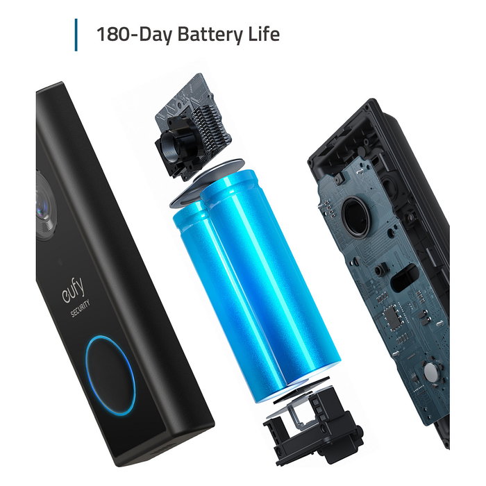 Eufy T82101W1 Video Timbre Inalámbrico, 2K (2560x1920), Visión Nocturna, 160°, IP65, Batería Recargable