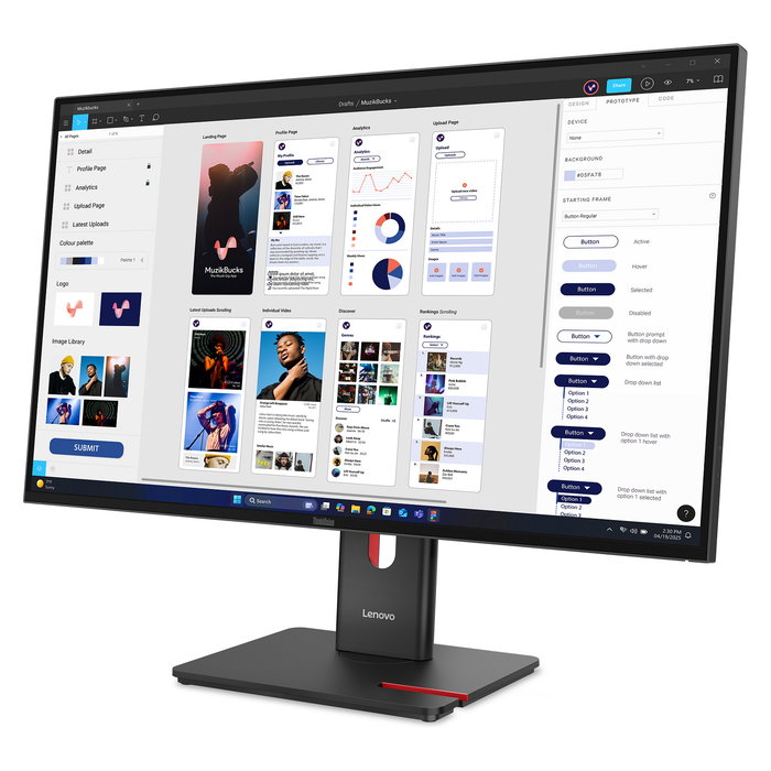 Lenovo ThinkVision T32UD-40 Monitor 31.5" (80 cm) 4K Ultra HD UHD 3840x2160 IPS LCD, USB-C 100W, HDR10, HDMI/DP, Negro