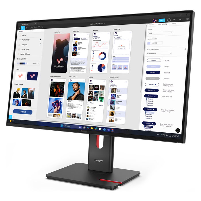 Lenovo ThinkVision T32UD-40 Monitor 31.5" (80 cm) 4K Ultra HD UHD 3840x2160 IPS LCD, USB-C 100W, HDR10, HDMI/DP, Negro