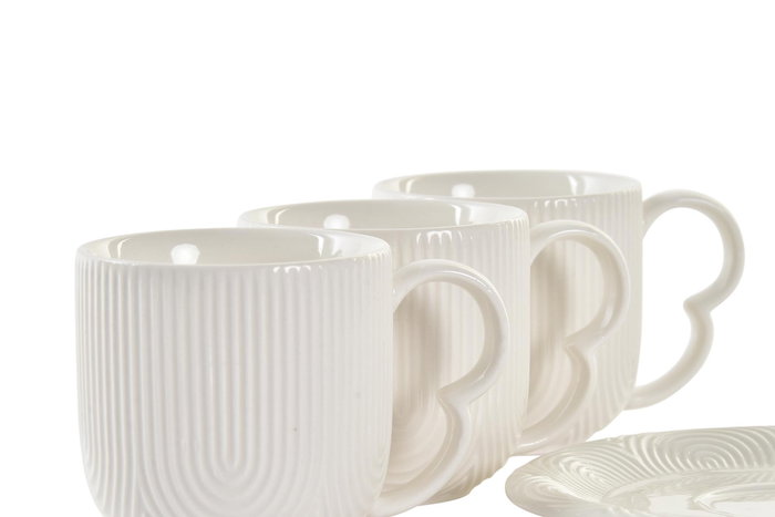 DKD Home Decor Set de 6 Tazas de Café 90ml, Porcelana y Bambú, Blanco/Natural, 15 x 17 x 28.5 cm DKD Home Decor Set de 6 Tazas de Café 90ml, Porcelana y Bambú, Blanco/Natural, 15 x 17 x 28.5 cm