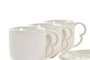 DKD Home Decor Set de 6 Tazas de Café 90ml, Porcelana y Bambú, Blanco/Natural, 15 x 17 x 28.5 cm