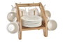 DKD Home Decor Set de 6 Tazas de Café 90ml, Porcelana y Bambú, Blanco/Natural, 15 x 17 x 28.5 cm