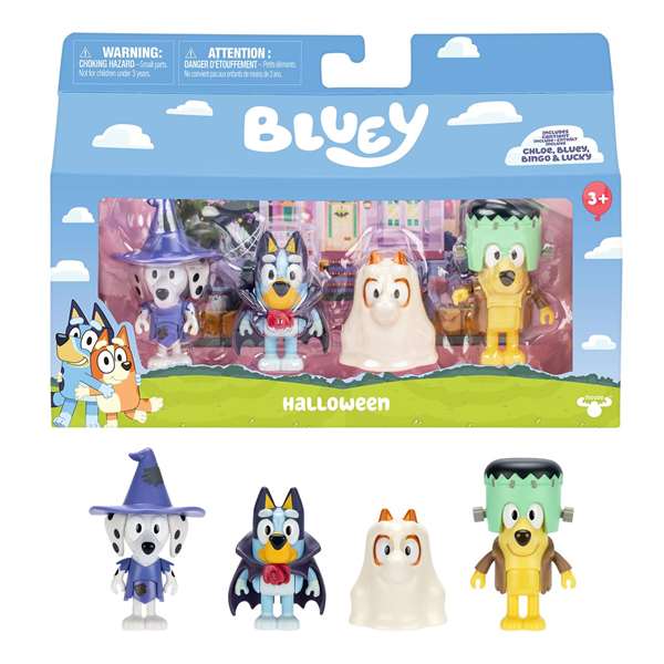 Famosa Bluey Pack de 4 Figuras, Personajes Diferentes Temas, 6 cm