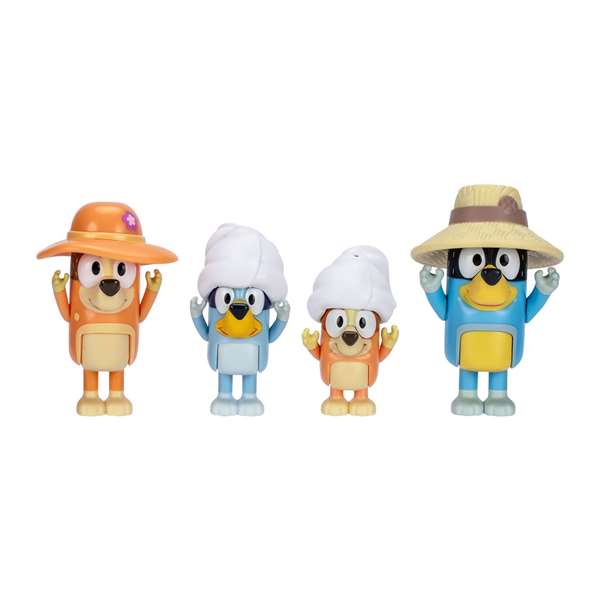 Famosa Bluey Pack de 4 Figuras, Personajes Diferentes Temas, 6 cm