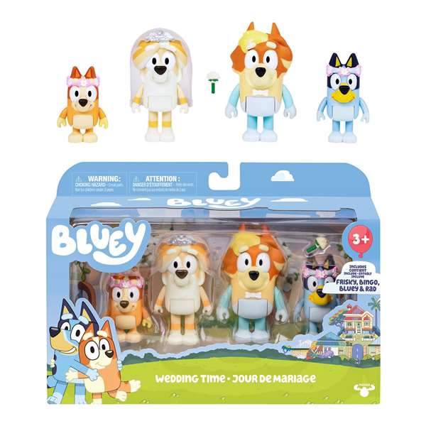Famosa Bluey Pack de 4 Figuras, Personajes Diferentes Temas, 6 cm