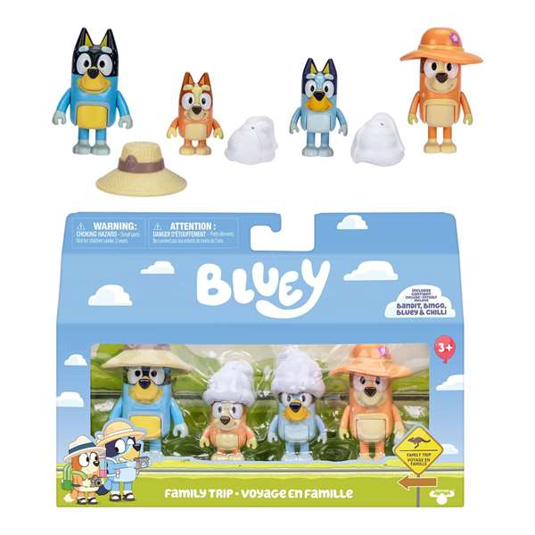 Famosa Bluey Pack de 4 Figuras, Personajes Diferentes Temas, 6 cm