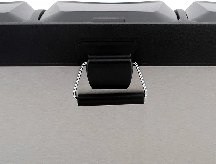 Q-connect Papelera Contenedor Metálica con Tapa de Plástico y Pedal, 3 Depósitos, 45L, 605x340x485 mm