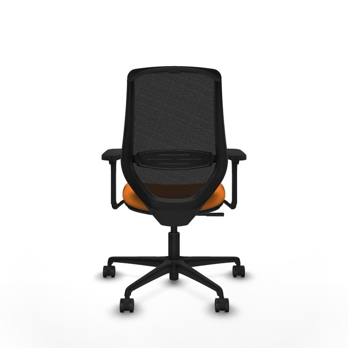 PIQUERAS Y CRESPO Silla de oficina Mardos con Mecanismo Sincro, Similpiel Naranja y Malla Negra