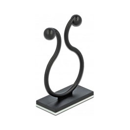 DeLOCK Organizador de cables con zócalo adhesivo, Negro, 10 piezas