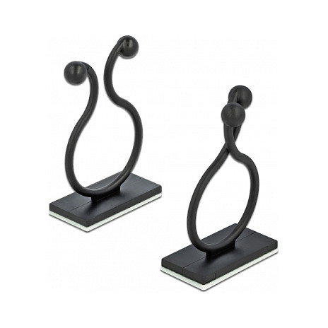 DeLOCK Organizador de cables con zócalo adhesivo, Negro, 10 piezas