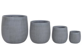 DKD Home Decor Set de 4 Maceteros de Magnesia y Fibra de Vidrio Gris Oscuro