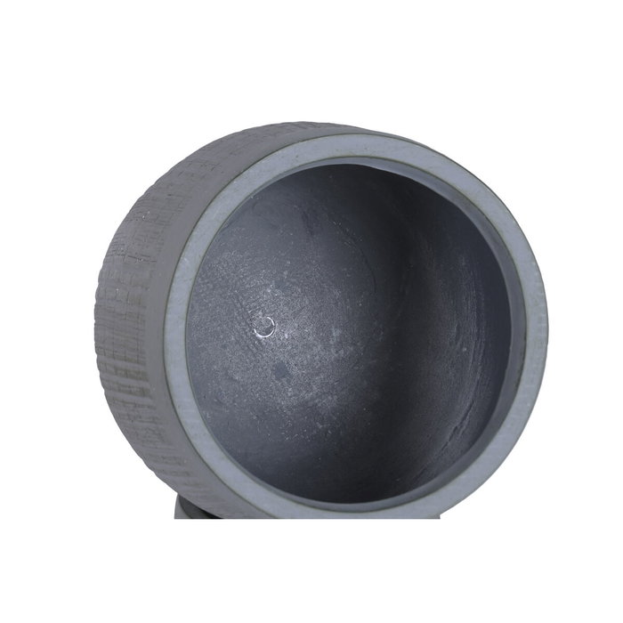 DKD Home Decor Set de 4 Maceteros de Magnesia y Fibra de Vidrio Gris Oscuro