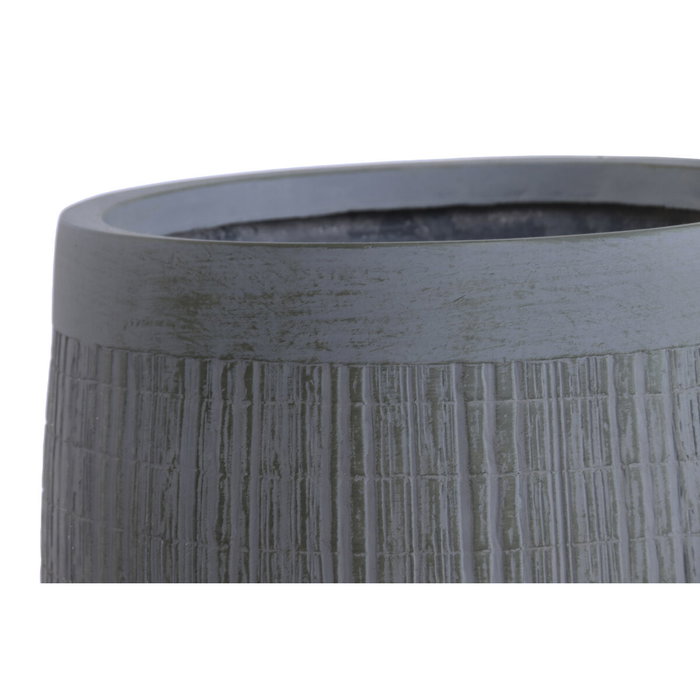 DKD Home Decor Set de 4 Maceteros de Magnesia y Fibra de Vidrio Gris Oscuro