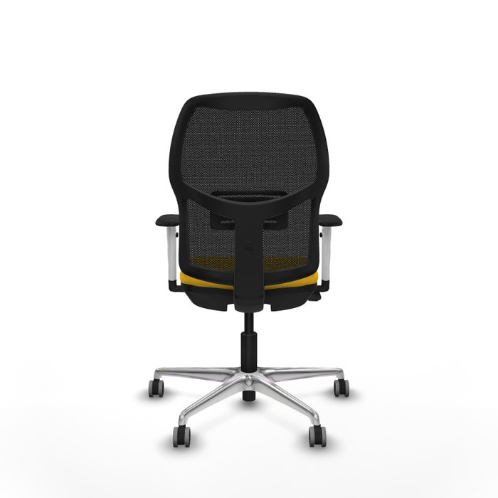 PIQUERAS Y CRESPO Alfera Silla de oficina con mecanismo traslack, malla negra y asiento amarillo