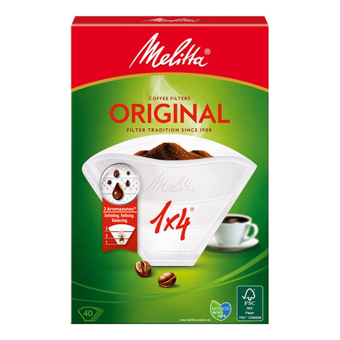 MELITTA Filtro de café 1-4 tazas, bolsa de 40 unidades