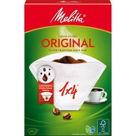 MELITTA Filtro de Café 1-4 Tazas, Bolsa de 40 Filtros Cónicos, Compatible con Todas las Cafeteras de Goteo y Filtro N°2