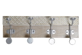DKD Home Decor Perchero de Pared Vintage Natural Dorado Mango Metal 46 x 10 x 15 cm