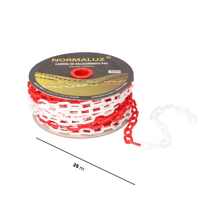 Normaluz Cadena Plástica Roja y Blanca 25m Grosor 6mm Señalización Delimitación Normaluz Cadena Plástica Roja y Blanca 25m Grosor 6mm Señalización Delimitación