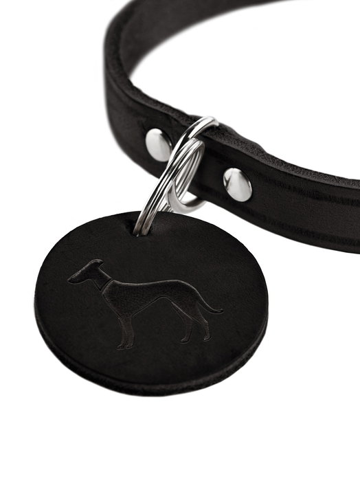 Hunter Collar Aalborg S-M Cuello:37-43 cm Negro Cuero de Vaca Robusto con Colgante