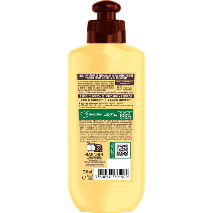 Garnier Original Remedies Crema sin Aclarado Aguacate y Karité 200 ml - Tratamiento Antiencrespamiento y Nutrición para Cabello