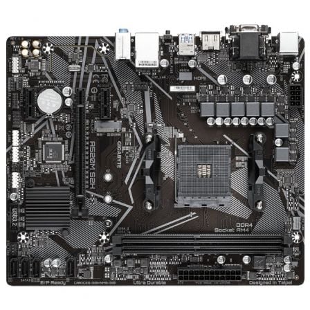 Gigabyte Placa Base A520M S2H Socket AM4 AMD Micro ATX, DDR4, NVMe M.2 PCIe 3.0, LAN Gaming, RGB Fusion 2.0, Smart Fan 5, Q-Flash Plus