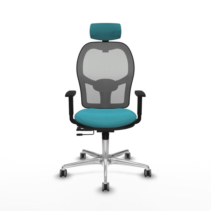 PIQUERAS Y CRESPO Silla de oficina Jorquera con mecanismo Sincro/Traslack, Tela Turquesa y Malla Gris PIQUERAS Y CRESPO Silla de oficina Jorquera con mecanismo Sincro/Traslack, Tela Turquesa y Malla Gris