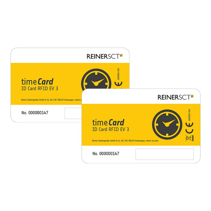 REINER SCT SCT timeCard Premium Chipkarte 100 DES, Tarjeta MIFARE DESFire EV3 Negro/Blanco/Amarillo 13.56 MHz IP65, Compatible con timeCard Terminal