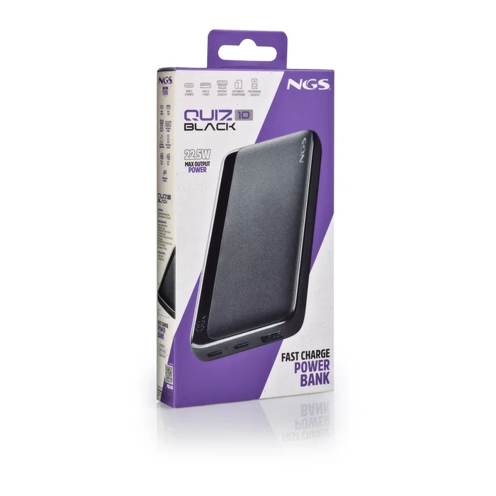 NGS Power Bank QUIZ 10 10000 mAh 22,5 W Negro