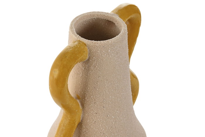 DKD Home Decor Jarrón Moderno Mostaza Crema Porcelana 10 x 25.5 x 11 cm (6 Unidades)